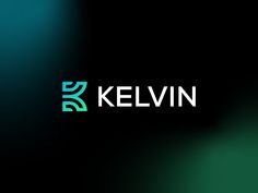 the logo for kelvin is shown on a black background with green and blue colors