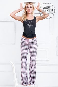 The supersoft top and pj pant of our Pillowtalk Tank Pajama set are cute, comfy and just right for late-night—or all day—lounging. / The Pillowtalk Tank Pajama Pjs Pants, Pajamas For Teens, Pijamas Women, Sleep Clothes, Best Bras, Beste Mama, Cozy Pajamas