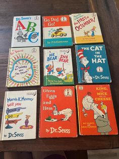 the dr seuss books are all lined up