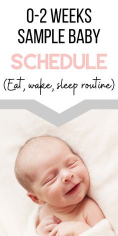 a baby sleeping on top of a blanket with the words, 0 - 2 weeks sample baby schedule