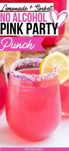 Punch With Sherbet, Pink Party Drinks, Pink Party Punch, Pink Party Punches, Pink Punch Recipes, Party Tips And Tricks, Bridal Shower Punch, Pink Party Foods, Non Alcoholic Punch