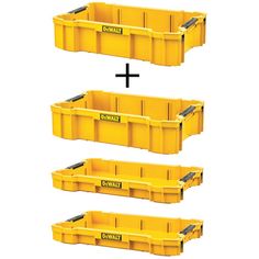 three yellow bins are shown with the same size and width for each one to use