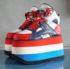 Original vintage BUFFALO PEPSI Tower 10cm sneakers super rare! cult model PEPSI Tower edition these are real vintage wide platform high quality ones, Rare find! size: 38 EUR; 7 1/2 US WOMEN; 5 UK WOMEN high quality leather condition: excellent The collectible that increase in value🖤 Retro High-top Platform Sneakers, Retro Platform Boots For Streetwear, Retro High-top Platform Sneakers With Rubber Sole, Retro Skate Shoes With Rubber Heel Cap, Retro High-top Boots For Streetwear, Rocker Boots, Buffalo Shoes, 90s Sneakers, Buffalo Boots