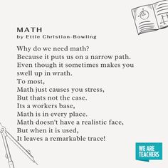 a page from the book, math by little christian - bowlling why do we need math? because it puts us on a narrow path