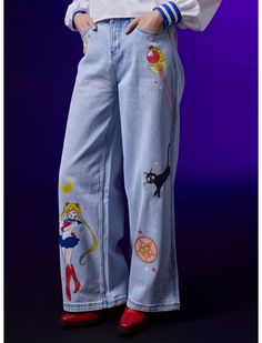 Pretty Guardian Sailor Moon Wide Leg Jeans Sailor Moon Doors, Sailor Moon Watches, Salior Moon Blanket, Sailor Moon Headband Crochet, Salior Moon Tumbler, Sailor Moon Mask Tuxedo, Sailor Moon Pillows, Sailor Moon Bra, Sailor Moon Bed Set