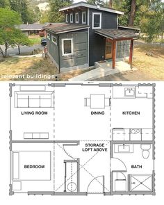 the floor plan for a tiny house with lofts