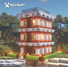 an image of a building in minecraft with the words, scraff on it