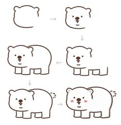 how to draw a polar bear step by step drawing for kids, easy drawings, doodles, art lessons, learn to draw, cute animals, teddy bears, person, the incredible, children, learning, teaching, illustration, sketches, simple, cartoon, shapes