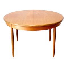 an oval wooden table with two legs and a circular wood top, against a white background