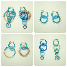 four pictures of different types of beaded earrings