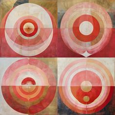 an abstract painting with circles and arrows