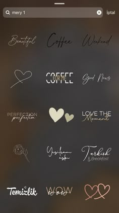 the different font styles and colors on this phone screen are all handwritten with love