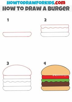 how to draw a hamburger step by step instructions for kids and beginners with pictures