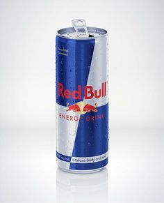 a can of red bull energy drink on a white background