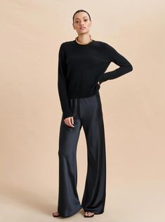 Colby Pant – La Ligne Sleek Fall Pants With Straight Hem, Chic Formal Bottoms With Bias Cut, Chic Bias Cut Formal Bottoms, Elegant Fall Loungewear Pants, Chic Cashmere Pants For Work, Chic Cashmere Workwear Pants, Elegant Cashmere Pants For Loungewear, Elegant Full Length Cashmere Pants, Chic Straight Silhouette Pants For Fall