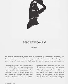 an advertisement for pisces woman in black and white