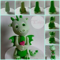 there is a cake that has been made to look like a dragon with green wings