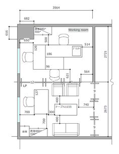 the floor plan for a small apartment with an attached bathroom and living room, as well as