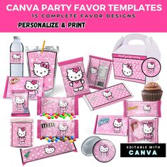 a pink hello kitty birthday party package with candy