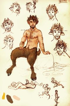 a drawing of a man sitting on top of a monkey with many other people around him