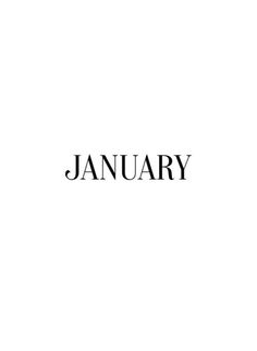 the word january written in black on a white background