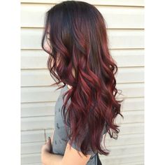 Balayage Brown And Red, Red Extensions Hair Highlights, Red Ombre Dark Hair, Cool Tone Balayage Brunette Red, Layered Red Balayage Hair, Fall Hair Color For Brunettes Balayage Red, Red Balayage Hair On Brown Hair, Hair Color Ideas For Brown Hair Red, Red Dementional Hair