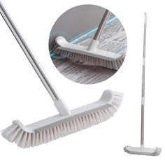 a broom and brush on a white background