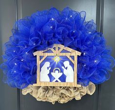 Julie's Crafting Boutique Nativity Wreath Kit - Nativity Wreath Kit - The Wreath Shop Nativity Wreath, Christmas Ornament Coloring Page, Christmas Tree Angel, Wreath Kit, Holiday Wreaths Diy, Christmas Mesh Wreaths, Wreath Making Supplies, Craft Room Storage, The Fairy