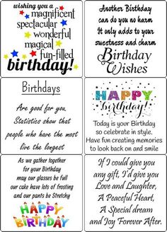 four birthday cards with the words happy birthday written in different colors and font on them