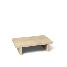 a small wooden table on a white background