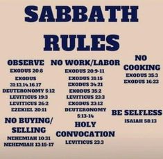 a poster with the words sabath rules written in blue and white on it