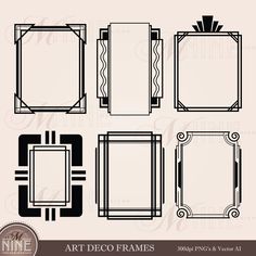 art deco frames in black and white