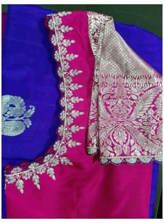 Silver Work On Pink Blouse, Pink Color Blouse Maggam Work, Pink Silver Blouse Designs, Blouse Designs For Pink Blouse, Sliver Blouse Work Design, Pink With Silver Blouse Designs, Silver Work On Blouse, Silver Embroidery Work Blouse Designs, Sliver Blouse Aari Work