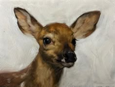 an oil painting of a deer's head