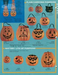 an advertisement for pumpkins that are carved to look like faces