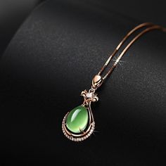 Natural Green Jade Water Drop Pendant 925 Silver Necklace Chalcedony Amulet Genuine Pearl Necklace, Gem Pendant, Womens Silver Jewelry, Green Gem, Letter Pendant Necklace, Drop Pendant Necklace, Gold Chain Jewelry, Silver 925 Necklace, Yellow Gold Chain