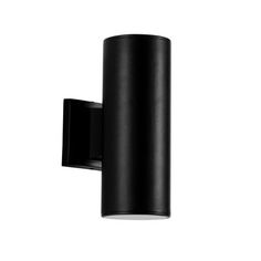 a black outdoor wall light on a white background with no one in the photo looking at it