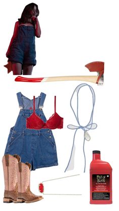 a woman in overalls and boots is holding a hammer