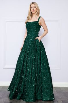 Emerald Green Aline Dress, Royal Green Dress, Emerald Green Gowns, Long Emerald Green Dress, Dress Green Emerald, Emerald Green Sequin Dress, Recital Dress, Elegant Prom Dress, Velvet Knit