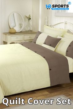 the comforter cover set is made up and ready to be used in any room