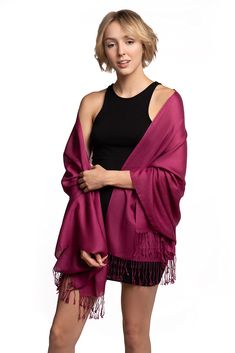 PRICES MAY VARY. 【Superior fabric construction】: Silky, soft and luxurious cashmere-like feel from using 68% modal and 32% wool. *Does not cause itchiness* or color fading. Can be wore year-round for all purpose. 【Size and Measurement】: Extra wide 70”x 28” inches in breathable light-weight fabric, perfect to wear as scarf, shawl, or wrap. 【Fashionable and Functional】: Designed for versatile wearing situations, available in various colors. Goes well with dress or outfit of any style in formal sit Maroon Scarf, Evening Shawls, Bridal Wrap, Activewear Fashion, Evening Wedding, Scarf Tying, Pashmina Shawl, Pashmina Scarf, Formal Attire