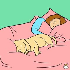 a woman laying in bed with her dog sleeping next to her and the words mommy and jakie written on it