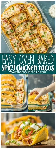 easy oven baked spicy chicken tacos are the perfect appetizer for any meal