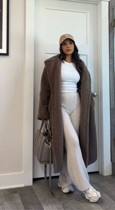 Sonoma Teddy Coat Brown curated on LTK Air Force 1 Winter Outfit Woman, Teddy Long Coat Outfit, Winter Aesthetic Outfits For Women, Thanksgiving Bar Outfit, Fur Coat Outfits Black Women, Brown Coat Outfits For Women, Teddy Coat Outfit Black Women, Outfit With Coat Winter, Long Fluffy Coat Outfit