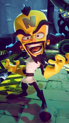 an animated character in a yellow and black outfit