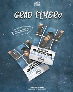 an advertisement for graduation celebration with the words grad fuero on it's side