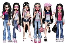 Everskies Group Outfits 7 Members, Bratz Everskies, Everskies Outfits Kpop, Everskies Group Outfits, Fashion Dress Up Games, Korean Outfits Kpop, Group Outfits