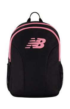 Online Only! Introducing the New Balance Flying Logo 19" Laptop Backpack - crafted from durable polyester for everyday use, combining style with functionality. It features a spacious main compartment with a 3mm padded laptop sleeve for up to 15-inch laptops, ideal for students, commuters, and professionals. With additional storage in a front zip compartment and side mesh pockets for easy access to essentials, this backpack ensures convenience on the move while showcasing the iconic New Balance logo for a standout look.


	Large main compartment
	3mm padded Laptop sleeve
	2nd Front zip compartment
	Two side mesh pockets
	New Balance printed logo
	19" H x 13 in W x 5 in D, Weight: 1 lbs
	This product may contain a chemical known by the state of California to cause cancer, birt Functional Pink Sports Backpack, Pink Standard Backpack For Sports, Pink Sports Backpack, Functional Pink Backpack, Backpack Craft, Laptop Backpack Mens, Fly Logo, Sports Shops, Kids Sale