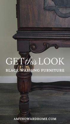 Black Furniture Painting Ideas, Black Wash Furniture Diy Wood, Black Paint Wash Wood, Painted Black Furniture Ideas, Refinished Office Furniture, Gold Gilding Wax On Furniture, How To Black Wash Furniture, Antique Wax Furniture, Refurbished Antique Furniture