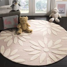 Harriet Bee Claro Floral Handmade Tufted Wool Pink/Ivory Area Rug & Reviews | Wayfair Nursery Rugs Girl, Pink Floral Nursery, Girls Rugs, Nursery Area Rug, Baby Room Inspiration, Flower Rug, Pink Carpet, Floral Nursery